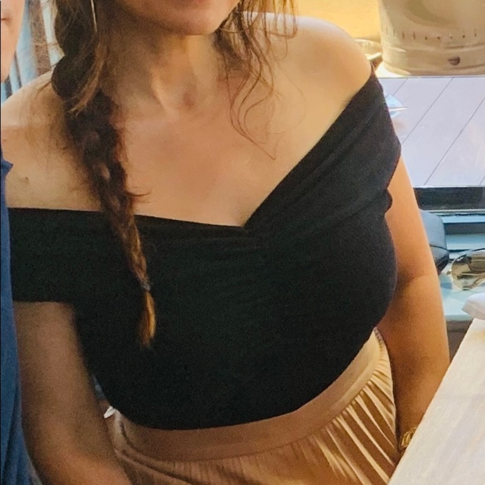 Reformation black off-shoulder top